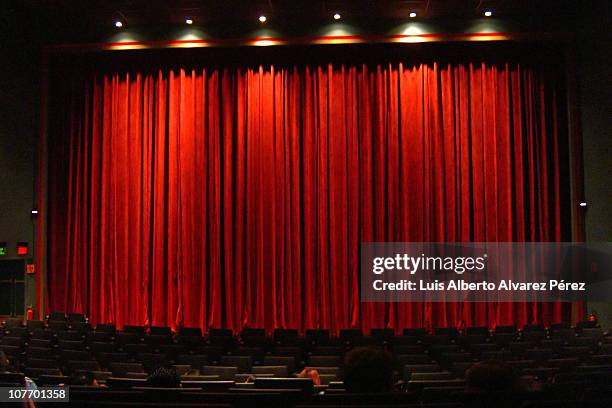 red curtain in movie theater - theatre curtains stock pictures, royalty-free photos & images