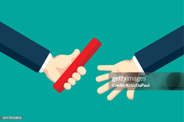 businessman passing the baton - challenge accepted stock illustrations