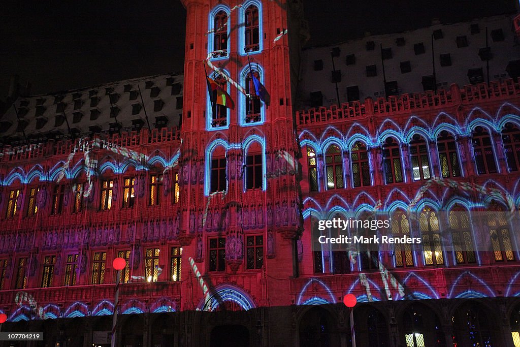 Christmas Lights Illuminate La Grand Place In Brussels