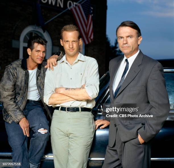 In Cold Blood, a CBS television mini-series / movie. Initially broadcast November 24, 1996. Left to right, Eric Roberts , Anthony Edwards , Sam Neill...