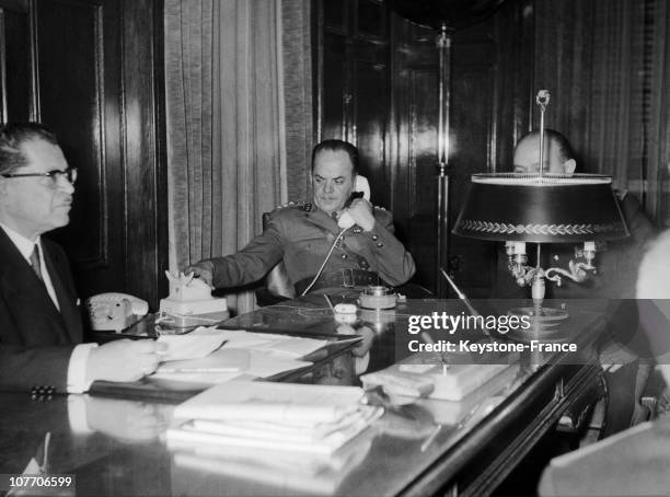 Greek Prime Minister During Colonels' Dictature In Greece, Georgios Papadopoulos Gets In Office After The Putsch In April 21St 1967. On The Left,...