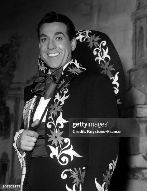 The Operetta Singer Luis Mariano Singing Le Chanteur De Mexico Around 1955.