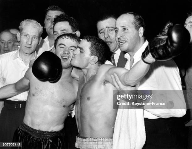 Alphonse Halimi After His Victory Against Freddie Gilroy. Wembley In London, October 25, 1960. Earlier, He Held The French Amateur Bantamweight Title...