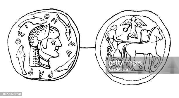 classical greek, syracuse coin - syracuse stock illustrations