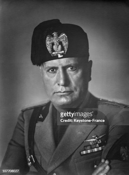 Portrait Of The Duce, Benito Mussolini, Between 1937 And 1940. Portrait Of The Duce, Benito Mussolini, Between 1937 And 1940.