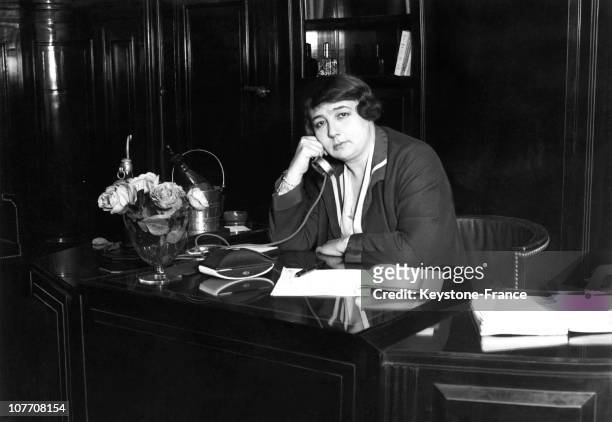 After His Release From Prison, Martha Hanau In His Executive Office Of The Newspaper "La Gazette Du Franc" On June 12Th 1930. Her Release From Jail...