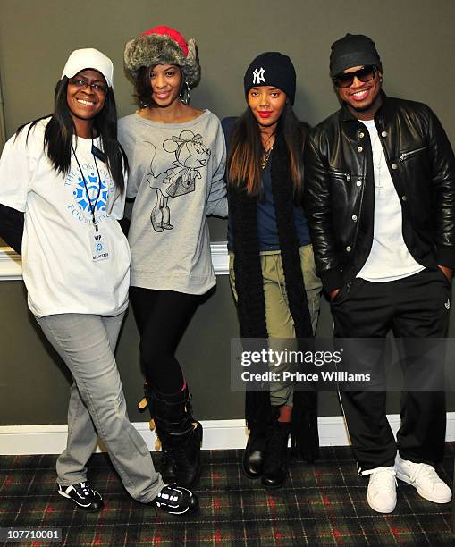 Lorraine Smith, Vanessa Simmons, Angela Simmons and Ne-Yo attend the Compound Foundation's Annual Giving Tour at Boys & Girls Club of Atlanta on...