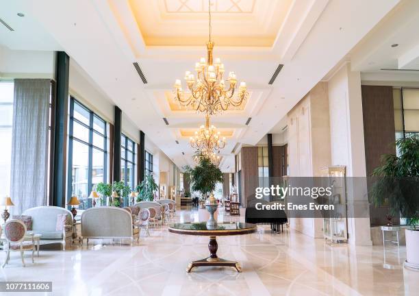 luxury five stars hotel's lobby - luxury hotel lobby stock pictures, royalty-free photos & images