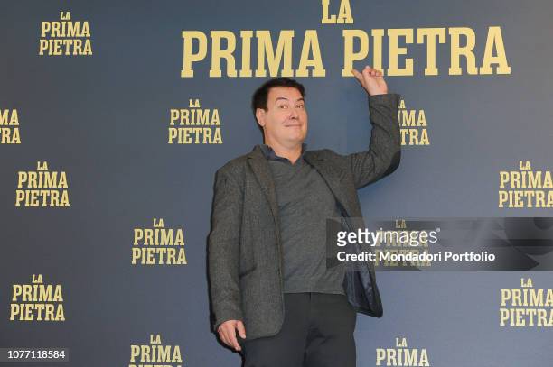 Italian actor Corrado Guzzanti attends the photocall of the film La prima pietra at the Parco dei Principi Hotel. Rome, December 3rd 2018