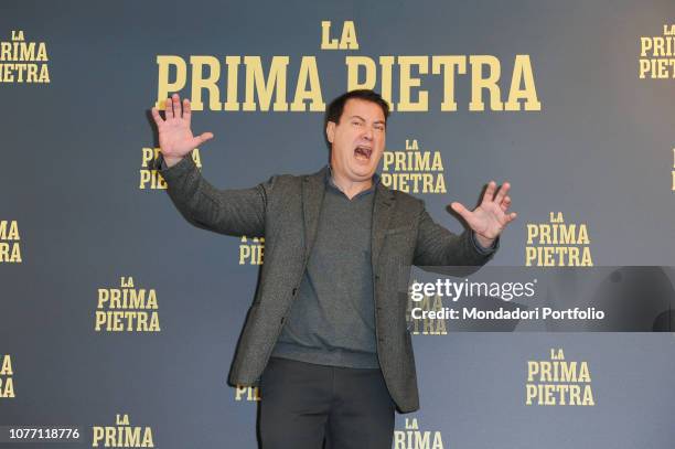 Italian actor Corrado Guzzanti attends the photocall of the film La prima pietra at the Parco dei Principi Hotel. Rome, December 3rd 2018