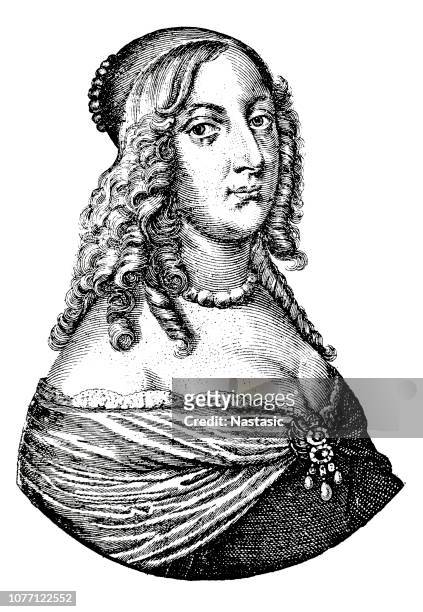 stockillustraties, clipart, cartoons en iconen met christina (1626-1689), koningin van zweden - scandinavian descent