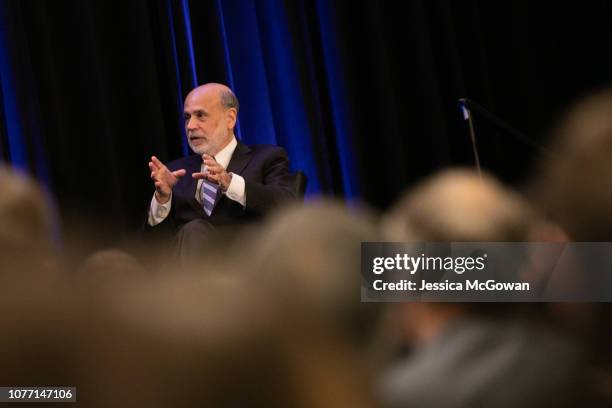 Former Chair of the Federal Reserve Ben Bernanke during a panel discussion at the American Economic Association conference on January 4, 2019 in...