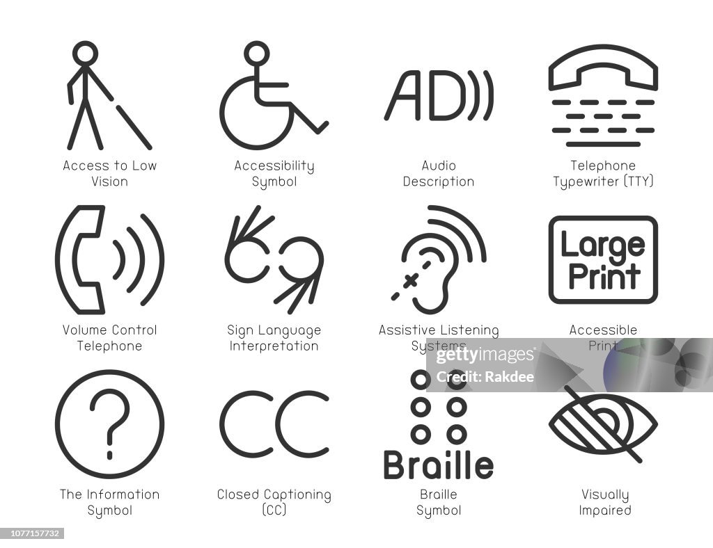 Disabled Accessibility Icons - Light Line Series