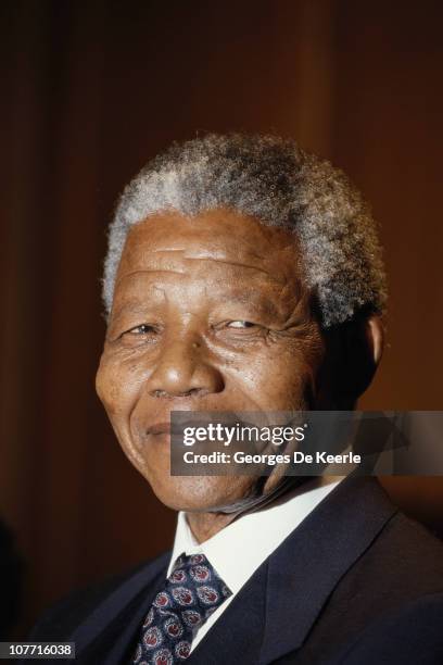 Nelson Mandela at 10, Downing Street, London, 4th July 1990.