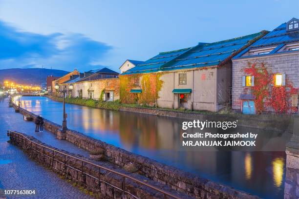 otaru canel in autumn, hokkaido, japan - otaru hokkaido stock pictures, royalty-free photos & images