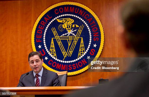 Julius Genachowski, chairman of the U.S. Federal Communications Commission, speaks during a hearing on net-neutrality rules at the FCC in Washington,...