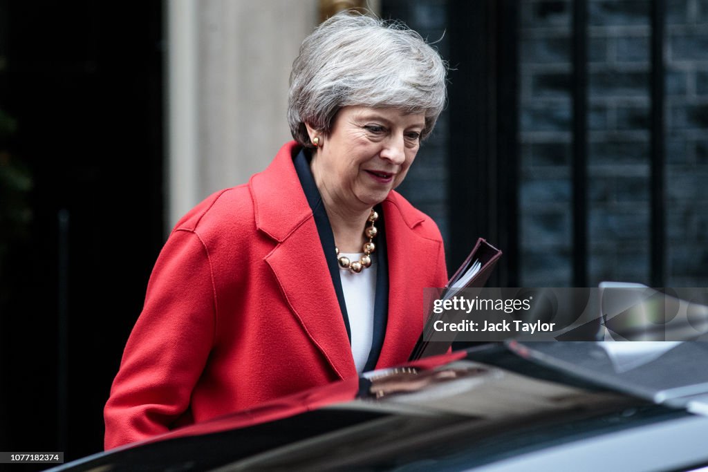 Theresa May Leaves For The House Of Commons