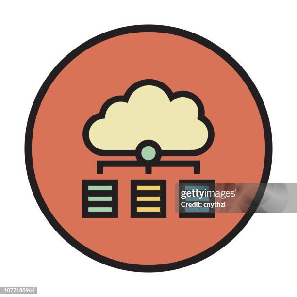 distributed database flat line icon - database server stock illustrations