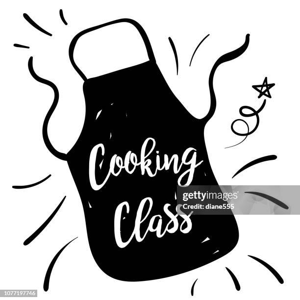 kochen labels mit text - schürze stock-grafiken, -clipart, -cartoons und -symbole