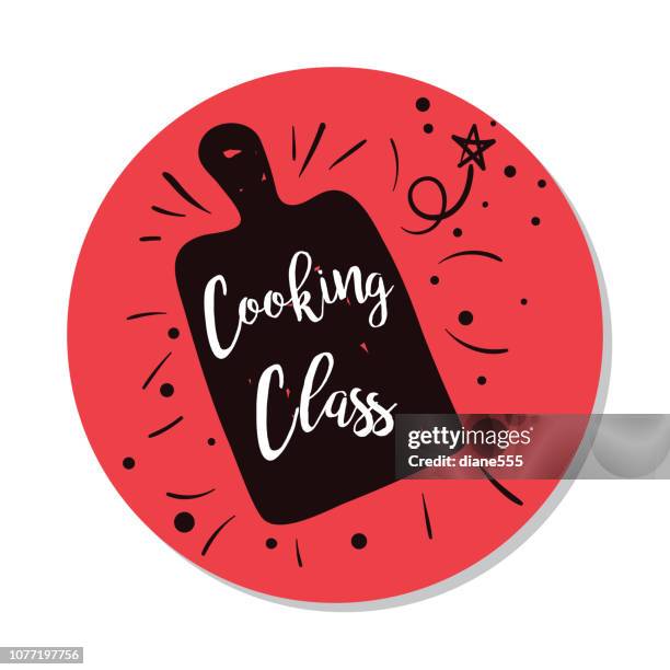 cooking label with text - cooking class stock illustrations