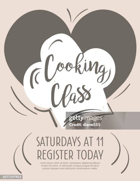 cooking class poster template with room for text - adult learning icons stock illustrations