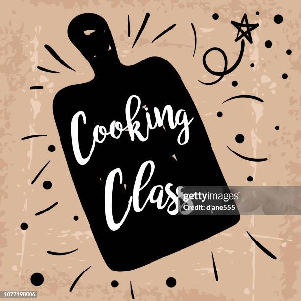 cooking label with text - cooking class stock illustrations