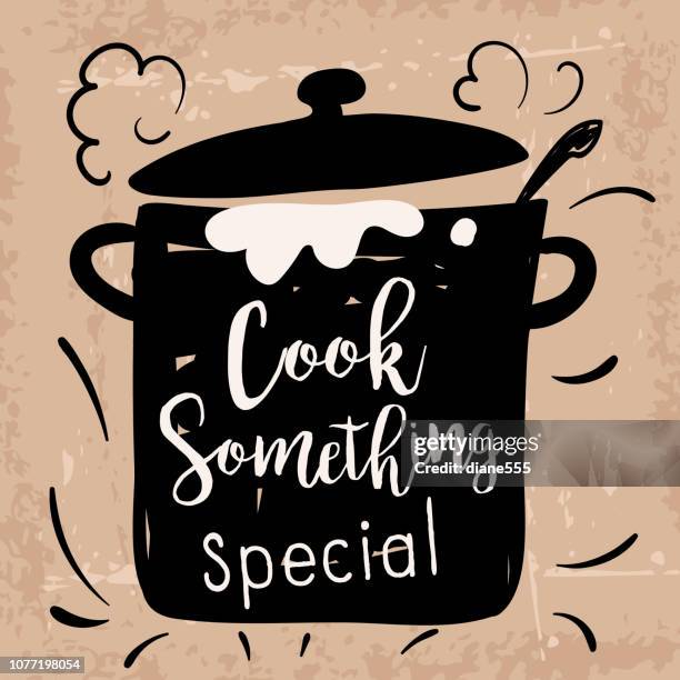 cooking label with text - dirty pan stock illustrations