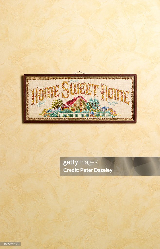 Home sweet home sampler with copy space