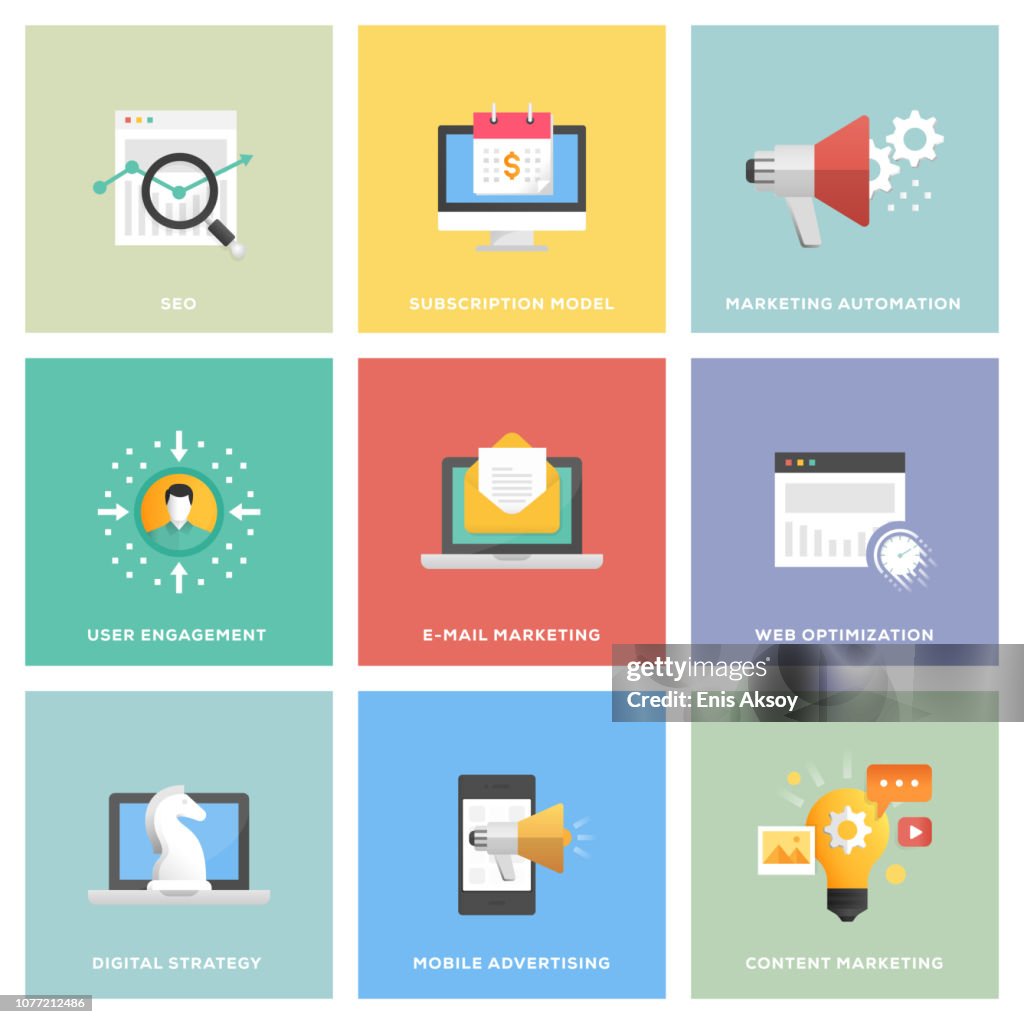 Marketing numérique Icon Set
