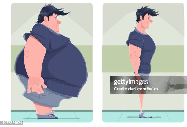 before and after (weight loss) - before and after weight loss stock illustrations