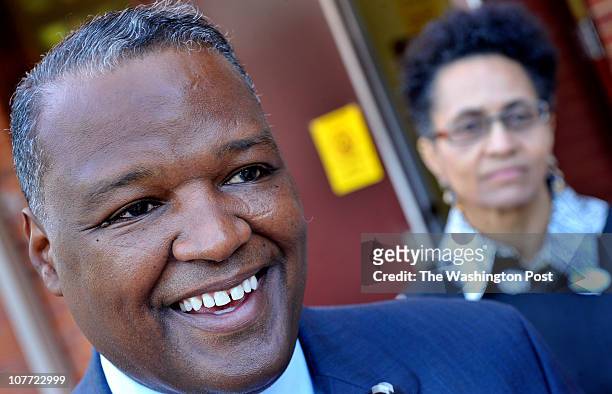 County Executive candidate Rushern L. Baker and his wife Christa after voting at Gladys Noon Spellman Elementary school September 14 2010 in...