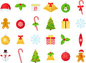 Christmas winter icon set. Vector illustration in flat design.