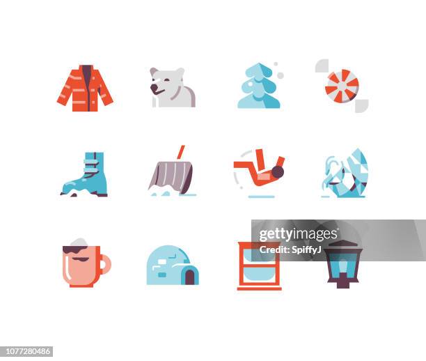 ilustraciones, imágenes clip art, dibujos animados e iconos de stock de iconos de invierno 2 - igloo