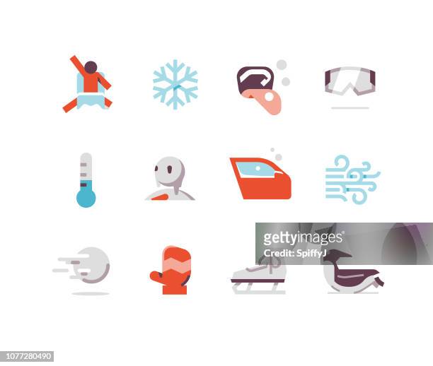 winter flat icons - melting snowball stock illustrations