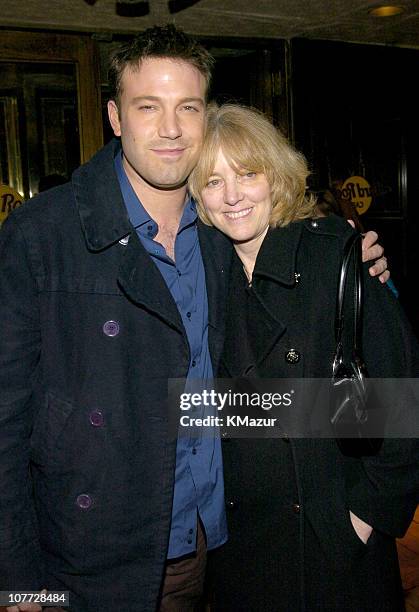 Ben Affleck and mother Chris during "Jersey Girl" - New York Premiere - After-Party at The Hard Rock Cafe in New York City, New York, United States.
