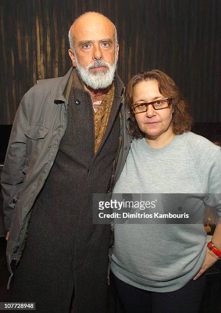 Francesco Clemente and Ingrid Sischy during "Dogville" - New York City Premiere Hosted by Lions Gate Films, Interview Magazine and Prada - After...