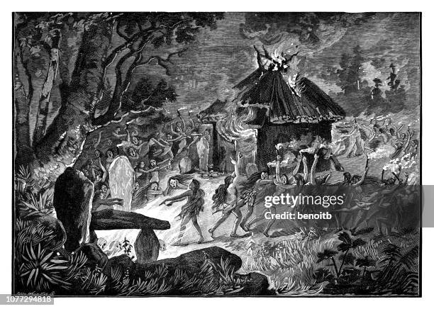 ritual druid dance - paganism stock illustrations