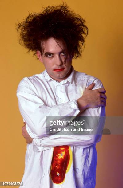 English singer, songwriter and musician Robert Smith of The Cure poses for a studio portrait during The Kissing Tour on July 30, 1987 at the Cobo...