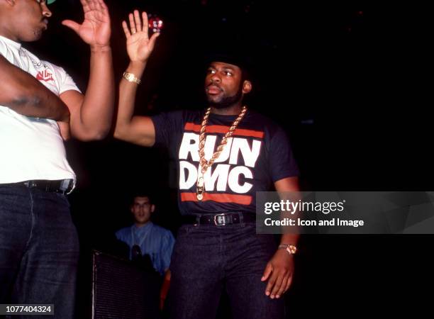 Jason 'Jam Master Jay' Mizell walks to the stage during the Together Forever Tour on July 29, 1987 at the Pine Knob Music Theater in Clarkston,...