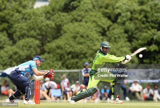 Abdul Razzak of Pakistan bats during the Twenty20 trial match between Pakistan and the Auckland Aces at Colin Maiden Park on December 23, 2010 in...