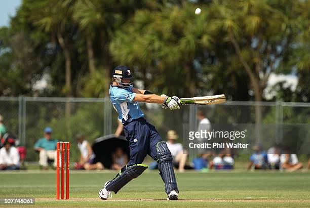 Martin Guptill of the Aces bats during the Twenty20 trial match between Pakistan and the Auckland Aces at Colin Maiden Park on December 23, 2010 in...