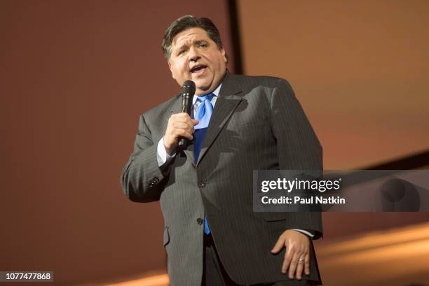 Pritzker, governor elect of the state of Illinois speaks at the Illinois Bicentennial party at Navy Pier in Chicago, Illinois, December 3, 2018. The...