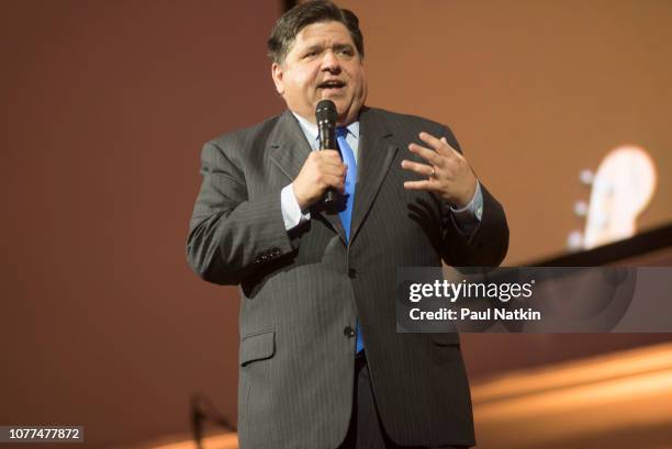 Pritzker, governor elect of the state of Illinois speaks at the Illinois Bicentennial party at Navy Pier in Chicago, Illinois, December 3, 2018. The...