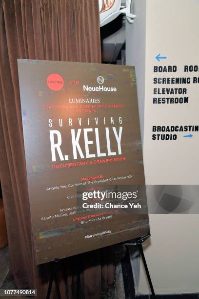 Atmosphere at Lifetime / NeueHouse Luminaries series 'Surviving R. Kelly' documentary screening and conversation at Neuehouse NY on December 04, 2018...