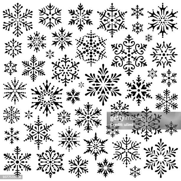 illustrations, cliparts, dessins animés et icônes de flocons de neige - pochoir