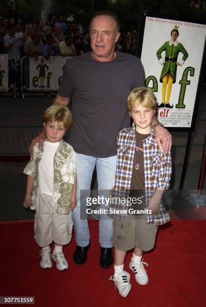 James Caan and Sons Jimmy and Jake during "Elf" Special Screening - Los Angeles at The Grove Theater in Los Angeles, California, United States.
