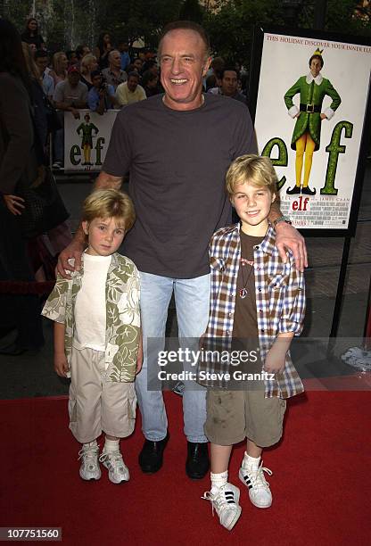 James Caan and Sons Jimmy and Jake during "Elf" Special Screening - Los Angeles at The Grove Theater in Los Angeles, California, United States.