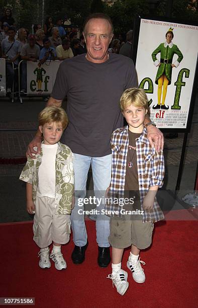 James Caan and Sons Jimmy and Jake during "Elf" Special Screening - Los Angeles at The Grove Theater in Los Angeles, California, United States.