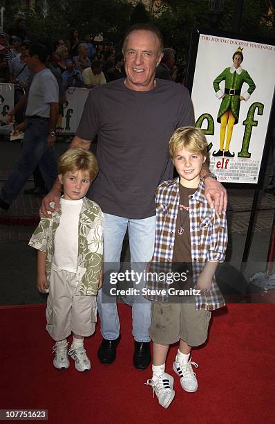 James Caan and Sons Jimmy and Jake during "Elf" Special Screening - Los Angeles at The Grove Theater in Los Angeles, California, United States.