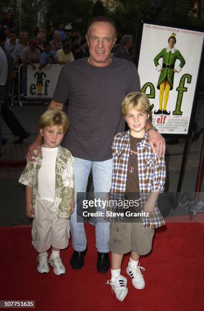James Caan and Sons Jimmy and Jake during "Elf" Special Screening - Los Angeles at The Grove Theater in Los Angeles, California, United States.